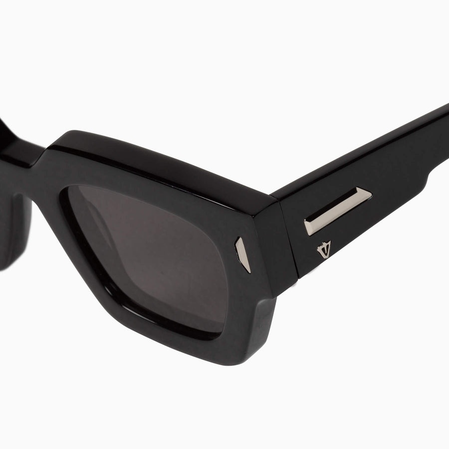 Valley Eyewear - Ghost - Gloss Black w. Silver Metal Trim / Black Lens