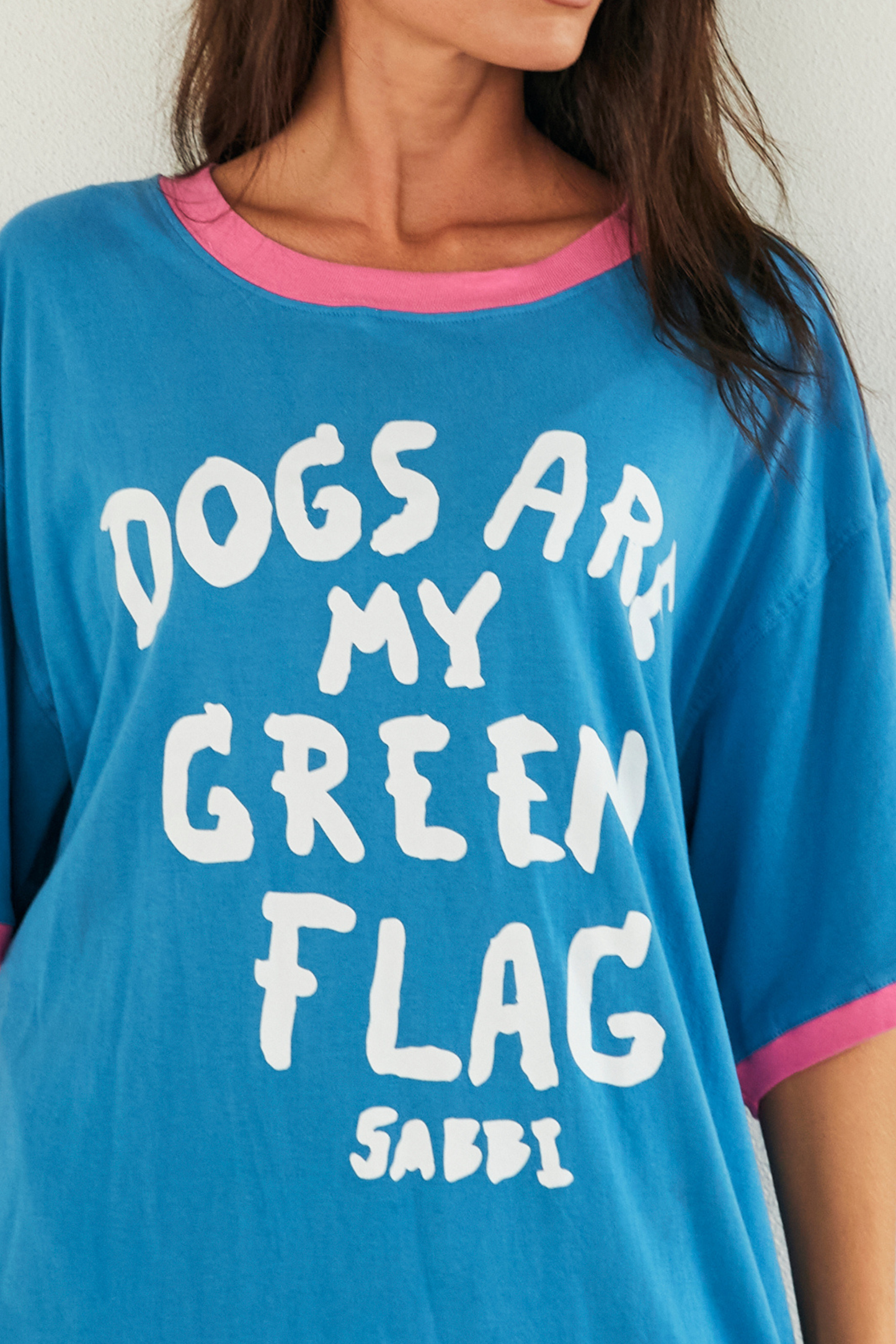 Sabbi - The Very Oversized - Green Flag Tee - Blue
