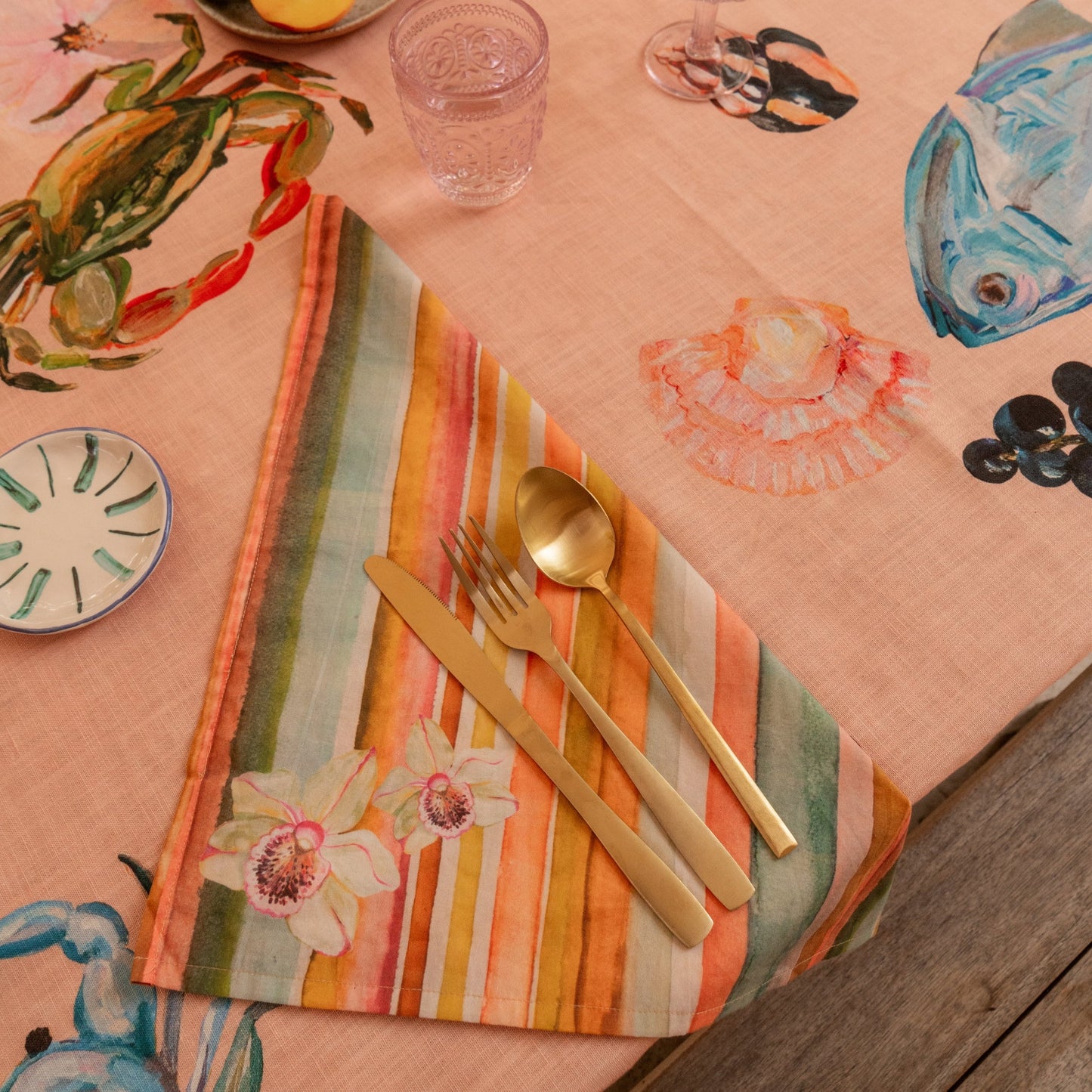 Wandering Folk X Annie Everingham - Napkin Set 4 - Seaside Stripe