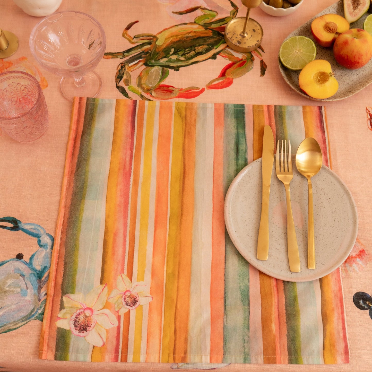Wandering Folk X Annie Everingham - Napkin Set 4 - Seaside Stripe