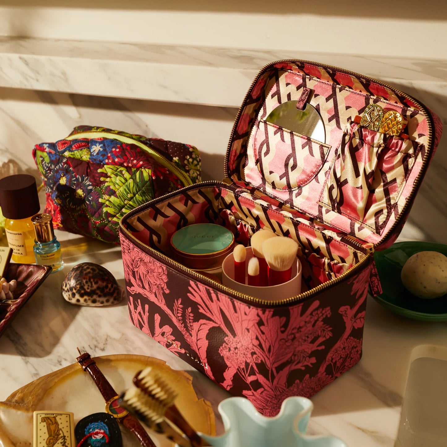 Sage X Clare - Delphine Large Vanity Case - Garnet