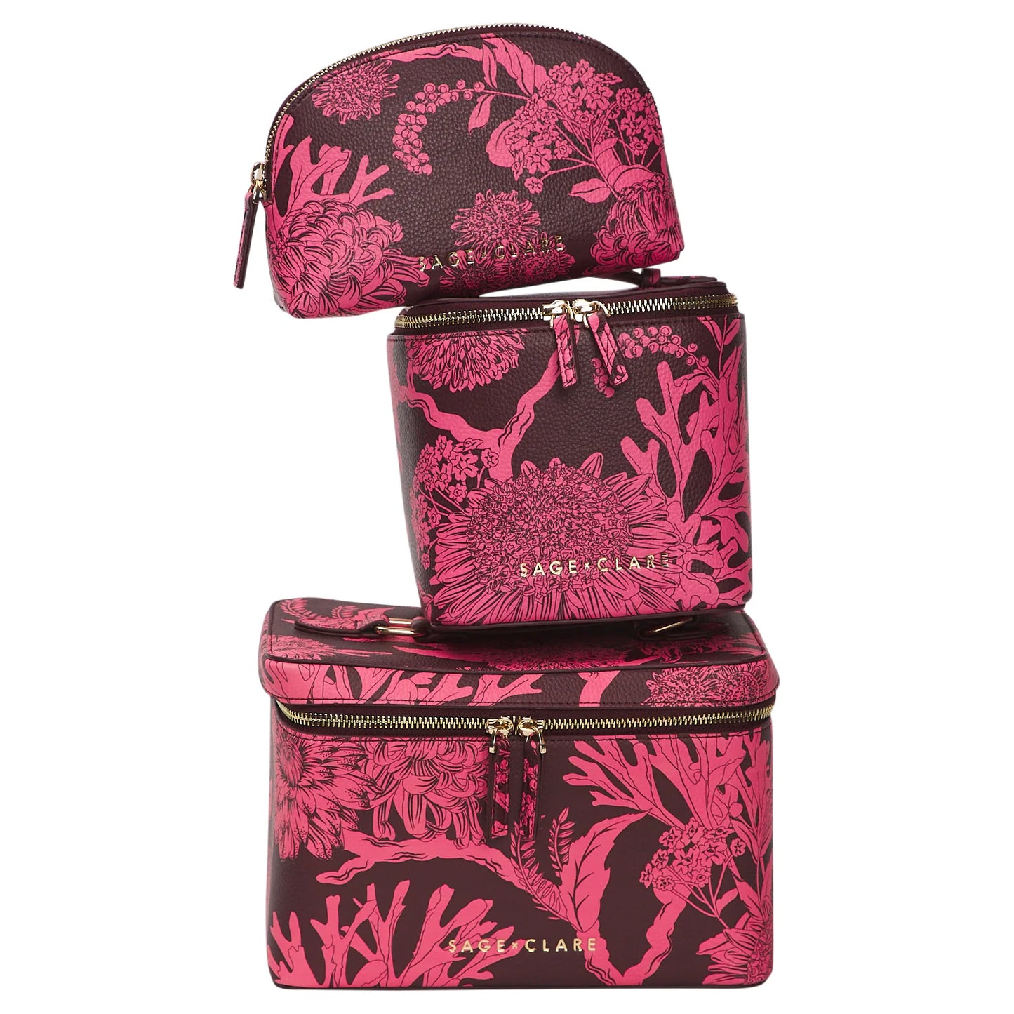 Sage X Clare - Delphine Large Vanity Case - Garnet