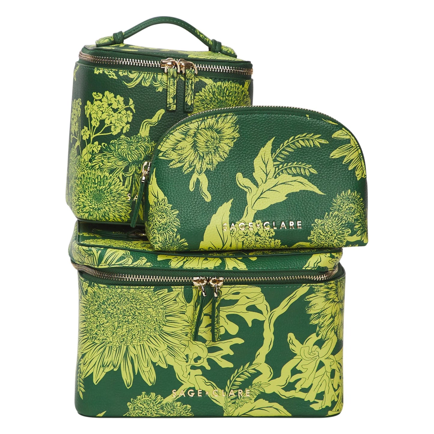 Sage X Clare - Delphine Large Vanity Case - Anise