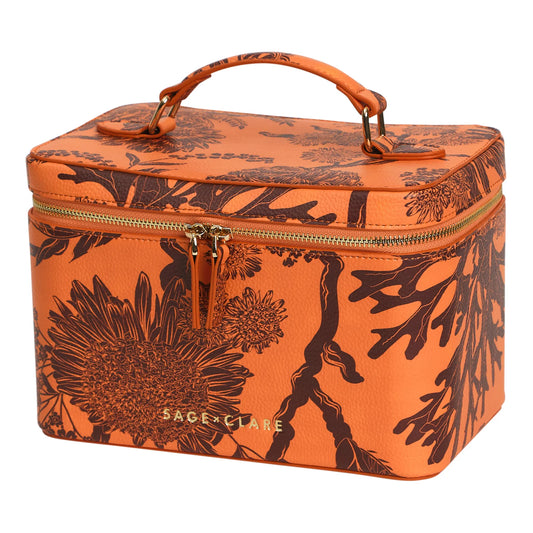 Sage X Clare - Delphine Large Vanity Case - Vivid Coral