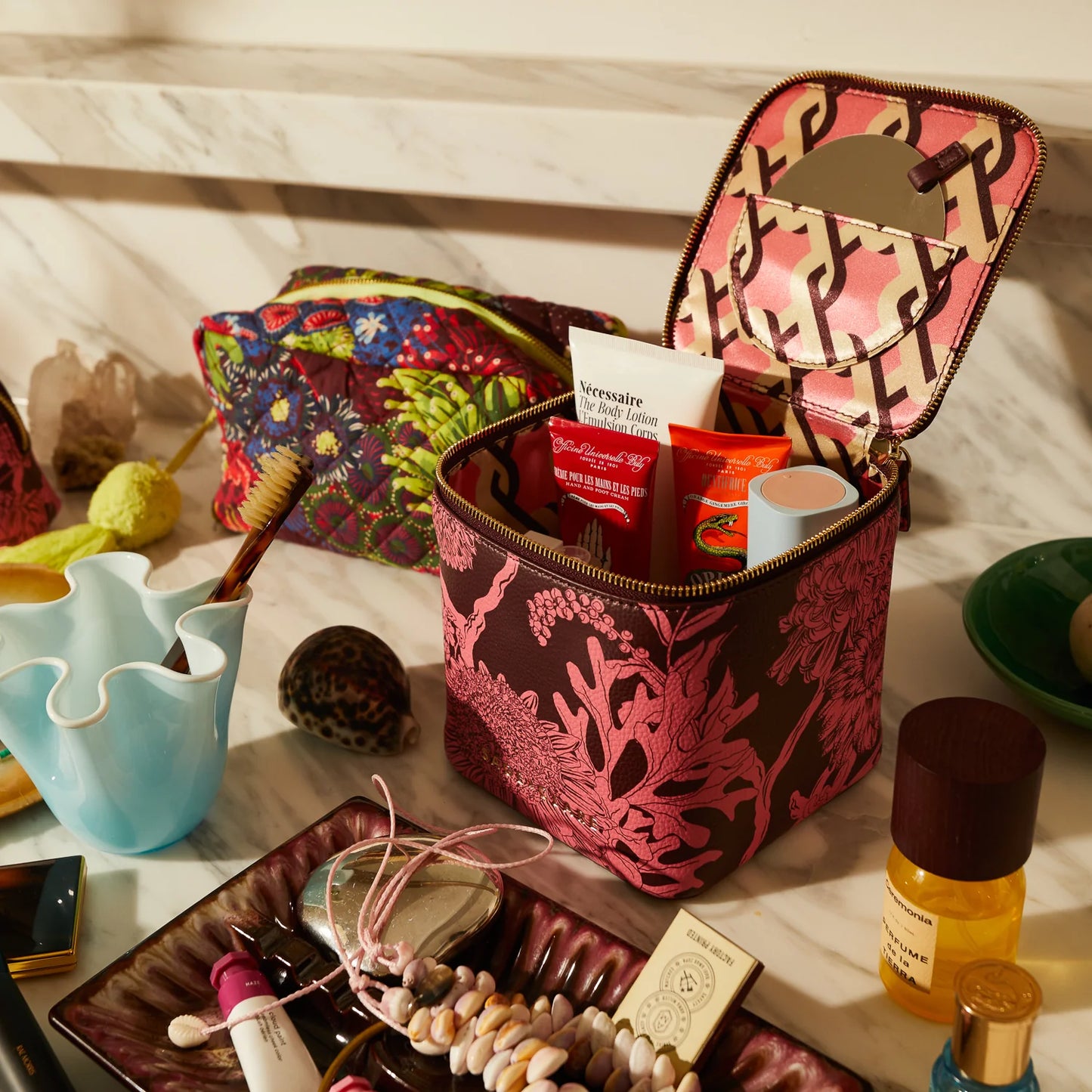 Sage X Clare - Delphine Small Vanity Case - Garnet