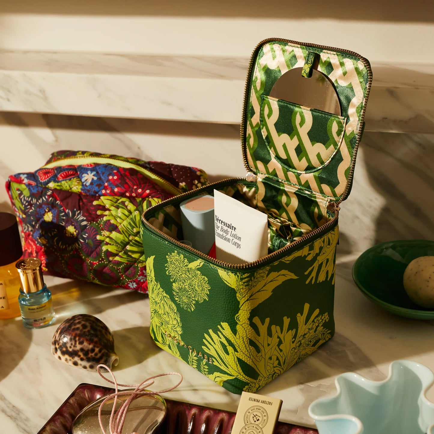 Sage X Clare - Delphine Small Vanity Case - Anise
