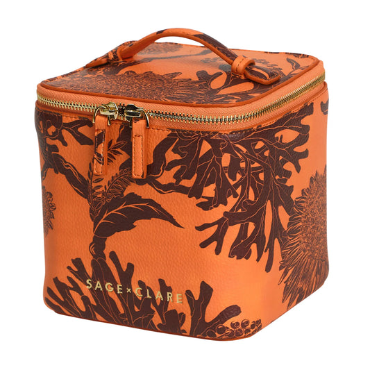 Sage X Clare - Delphine Small Vanity Case - Vivid Coral