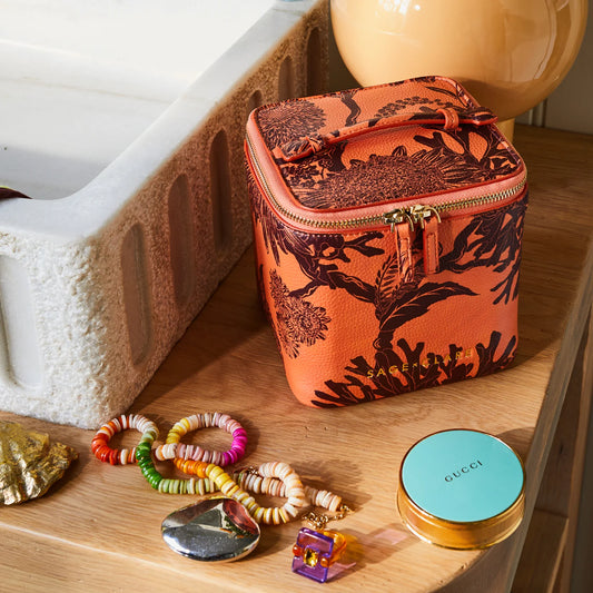 Sage X Clare - Delphine Small Vanity Case - Vivid Coral