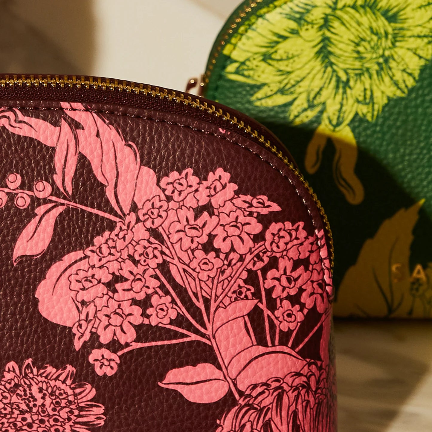 Sage X Clare - Delphine Cosmetic Pouch - Garnet