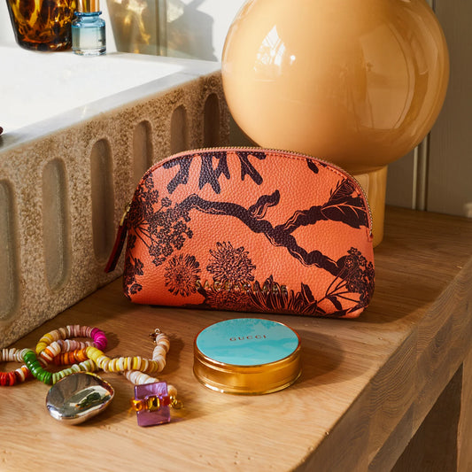 Sage X Clare - Delphine Cosmetic Pouch - Vivid Coral