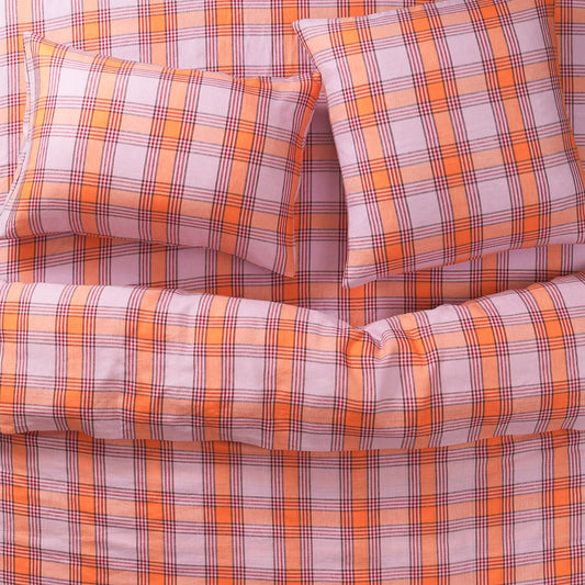 Sage X Clare - Isla Linen Euro Pillowcase Set - Vivid Coral