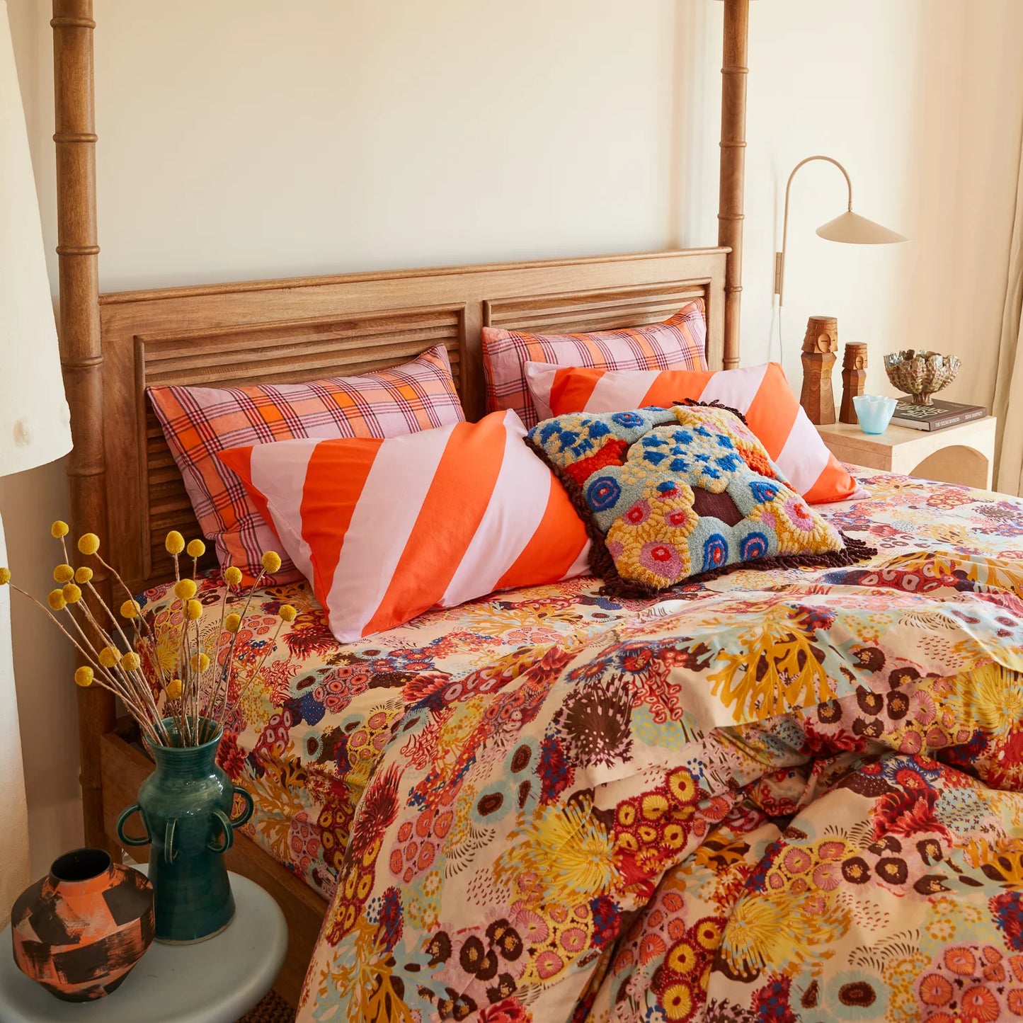 Sage X Clare - Isla Linen Pillowcase Set - Vivid Coral - Standard