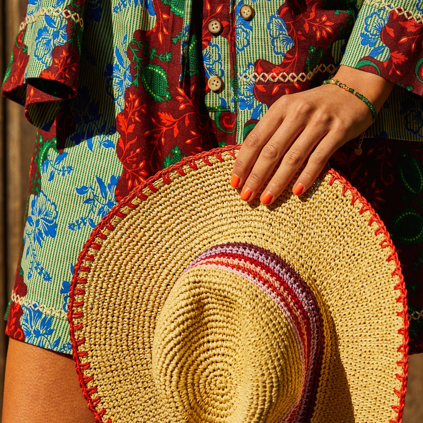 Sage X Clare - Luce Straw Hat - Vermillion