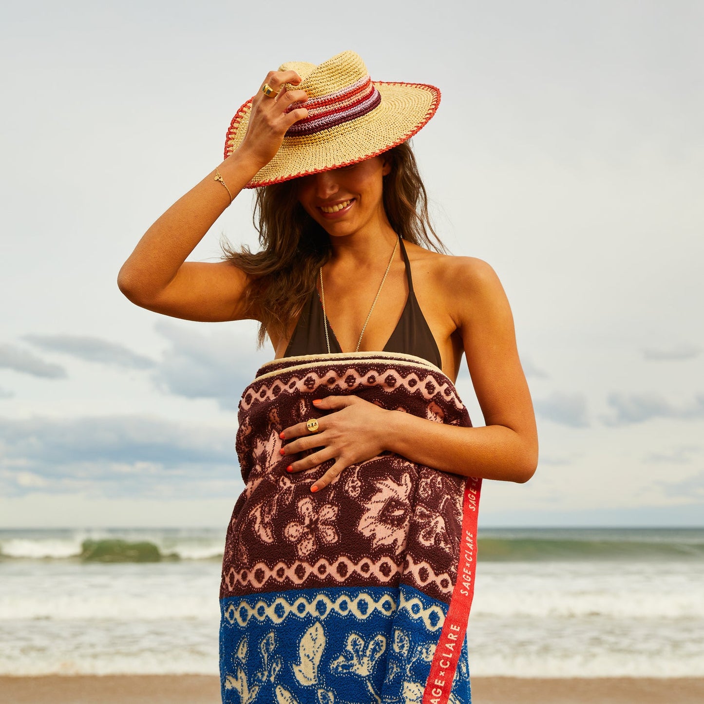 Sage X Clare - Luce Straw Hat - Vermillion