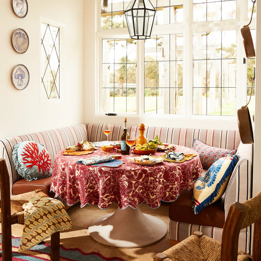 Sage X Clare - Lucia Round Table Cloth - Crimson