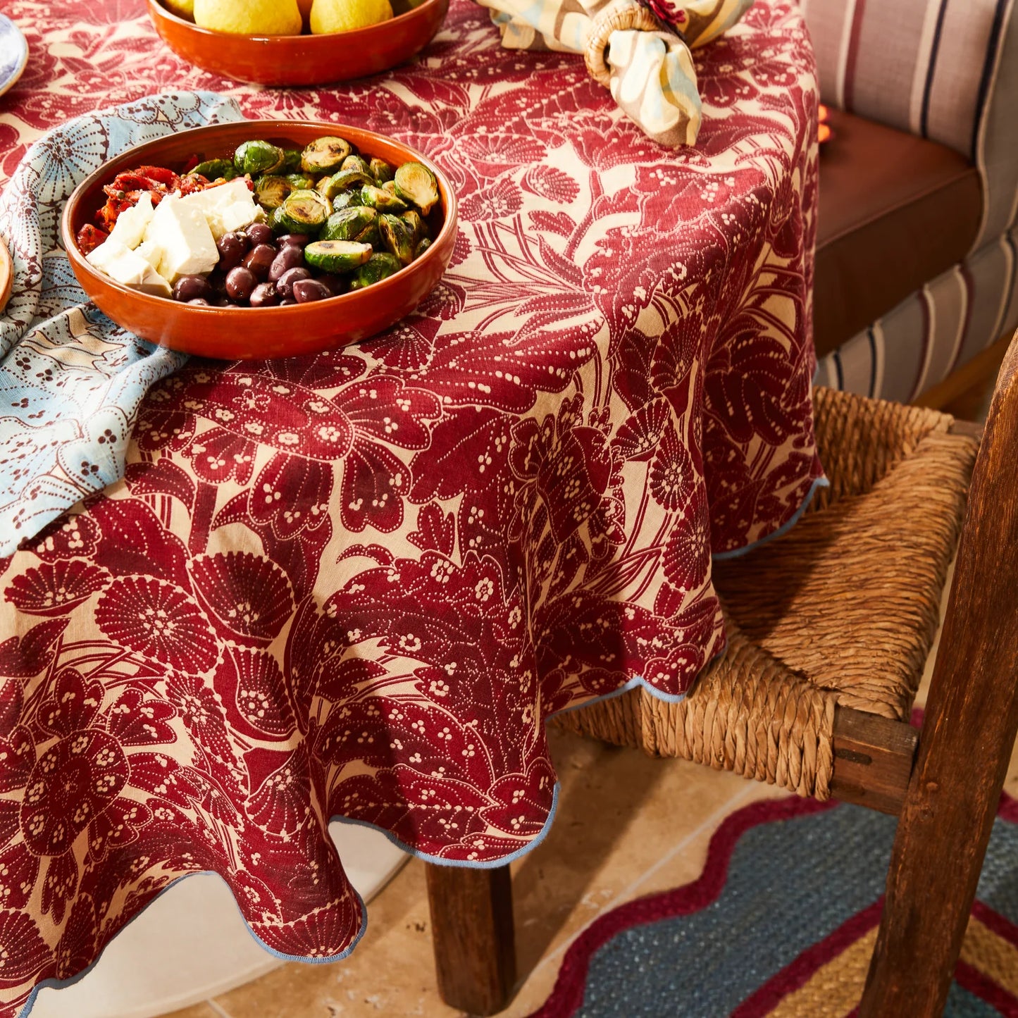 Sage X Clare - Lucia Round Table Cloth - Crimson