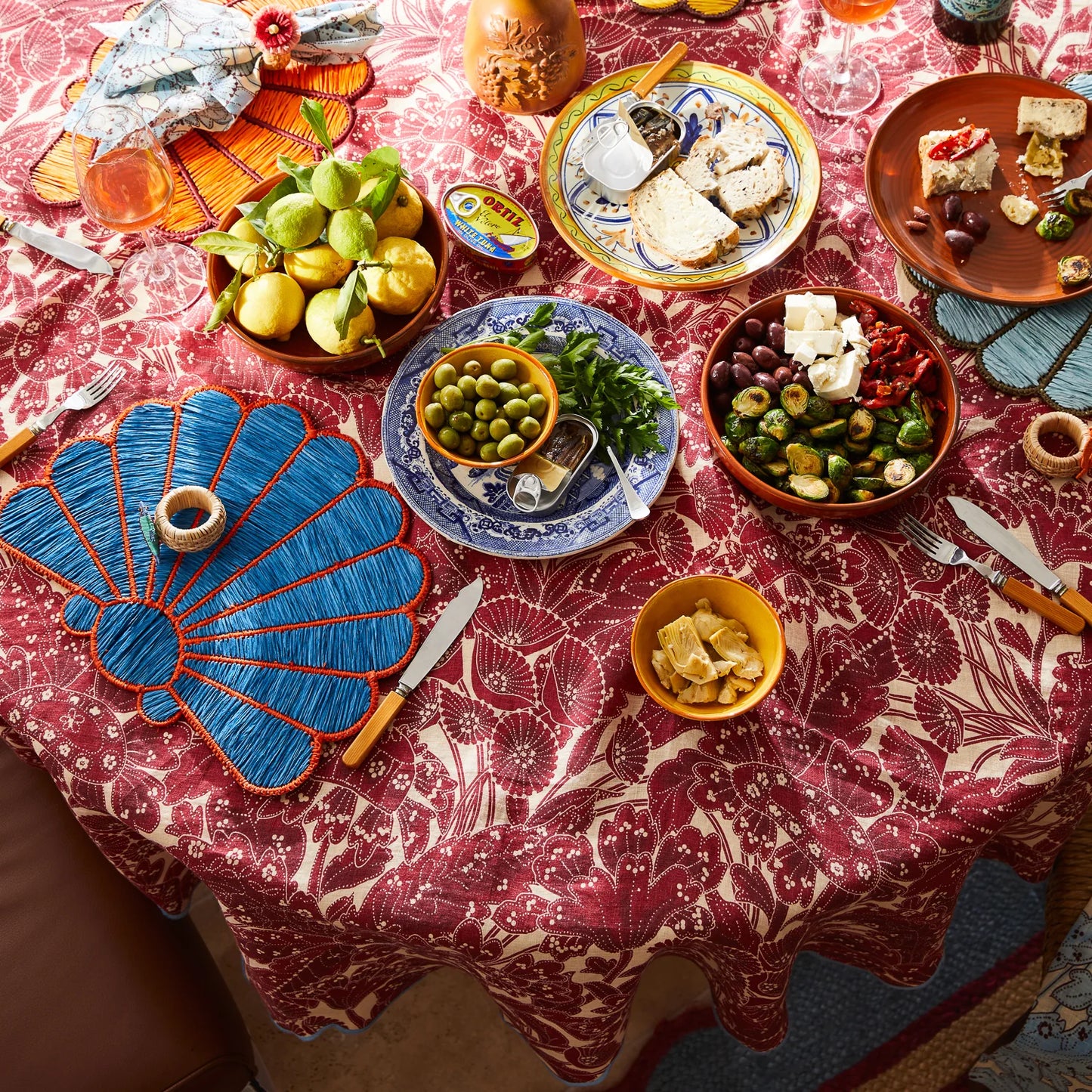 Sage X Clare - Lucia Round Table Cloth - Crimson