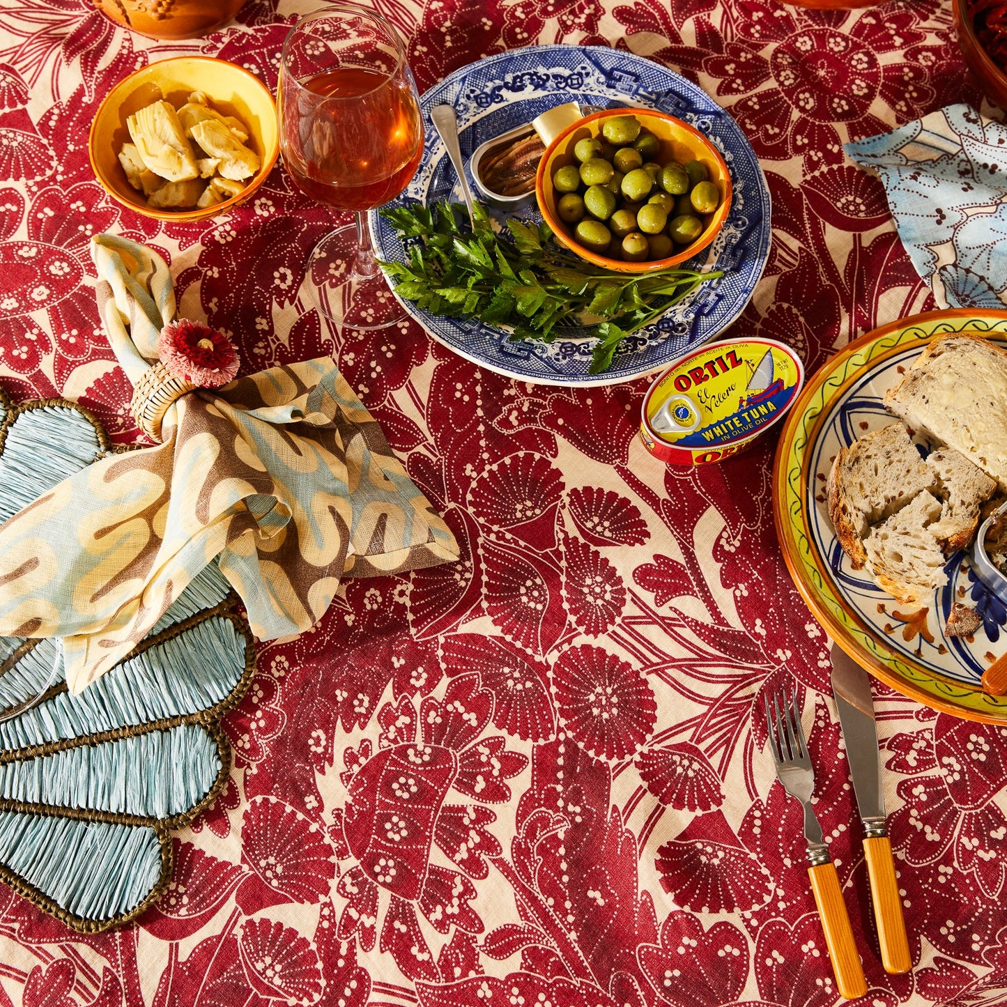 Sage X Clare - Lucia Round Table Cloth - Crimson
