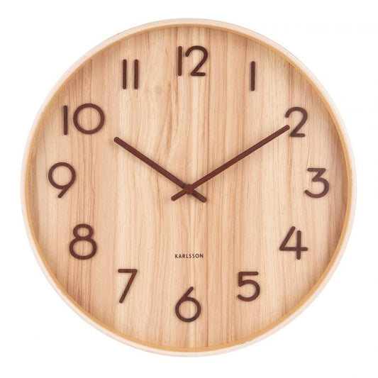 Karlsson Basswood Wall Clock - 60 x 60cm - Light Natural