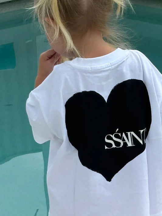 Ssaint Apparel - Heart Tee - Black on White - Kids
