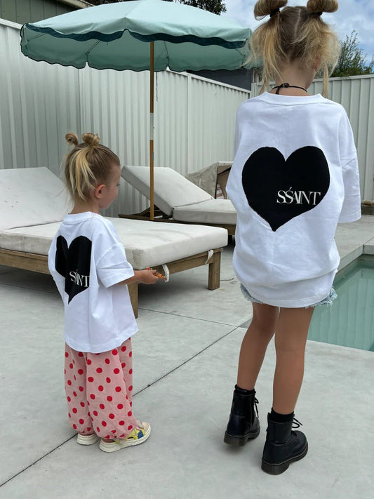Ssaint Apparel - Heart Tee - Black on White - Kids