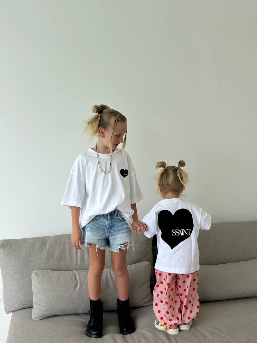 Ssaint Apparel - Heart Tee - Black on White - Kids
