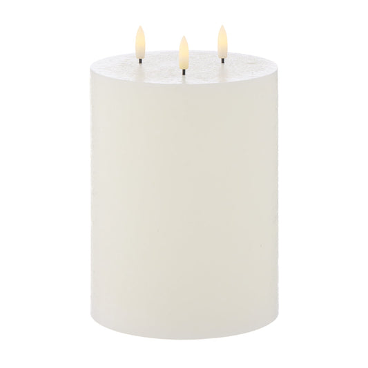 Amalfi - Hughe LED Flickering Pillar Candle - 3 Wick 15x20cm - Rustic White