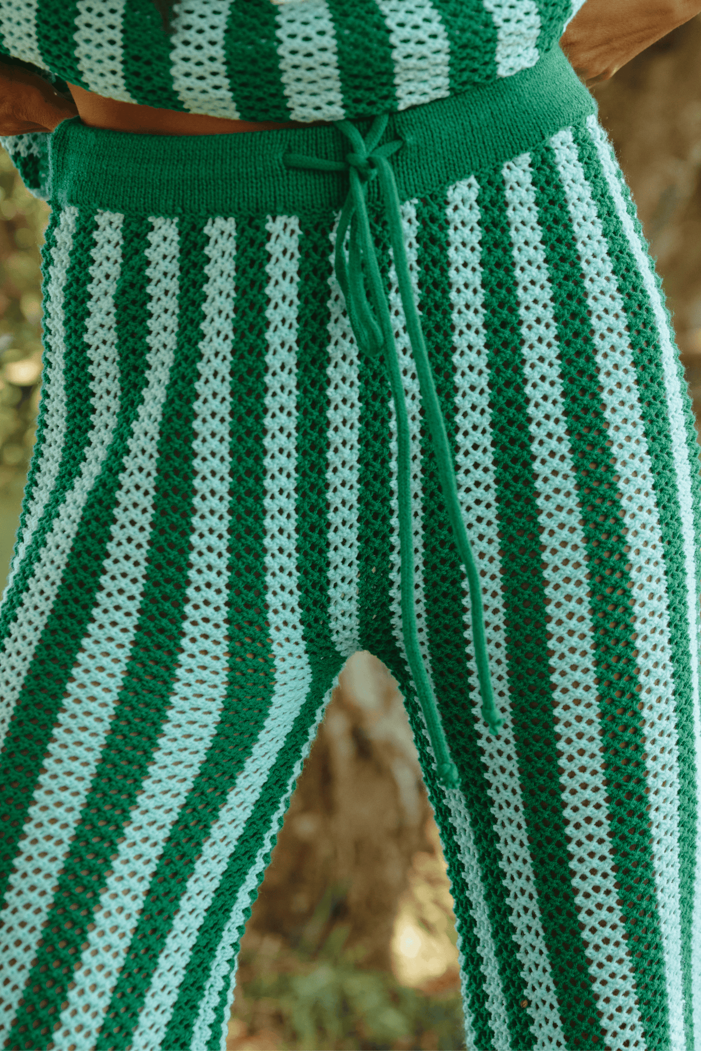 Sabbi - The Knit Stripe Beach Pants - Green Stripe