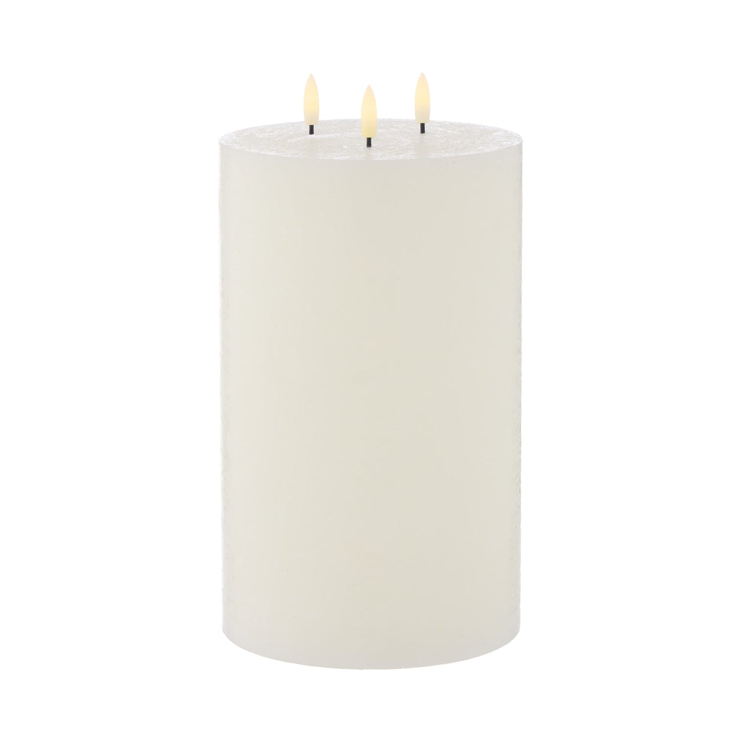 Amalfi - Hughe LED Flickering Pillar Candle - 3 Wick 15x25cm - Rustic White