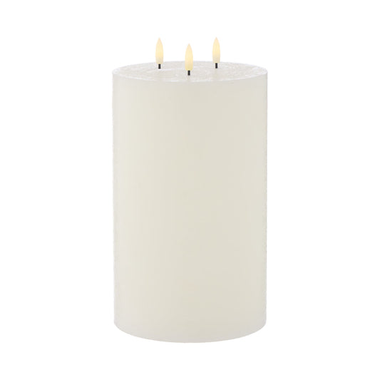 Amalfi - Hughe LED Flickering Pillar Candle - 3 Wick 15x25cm - Rustic White