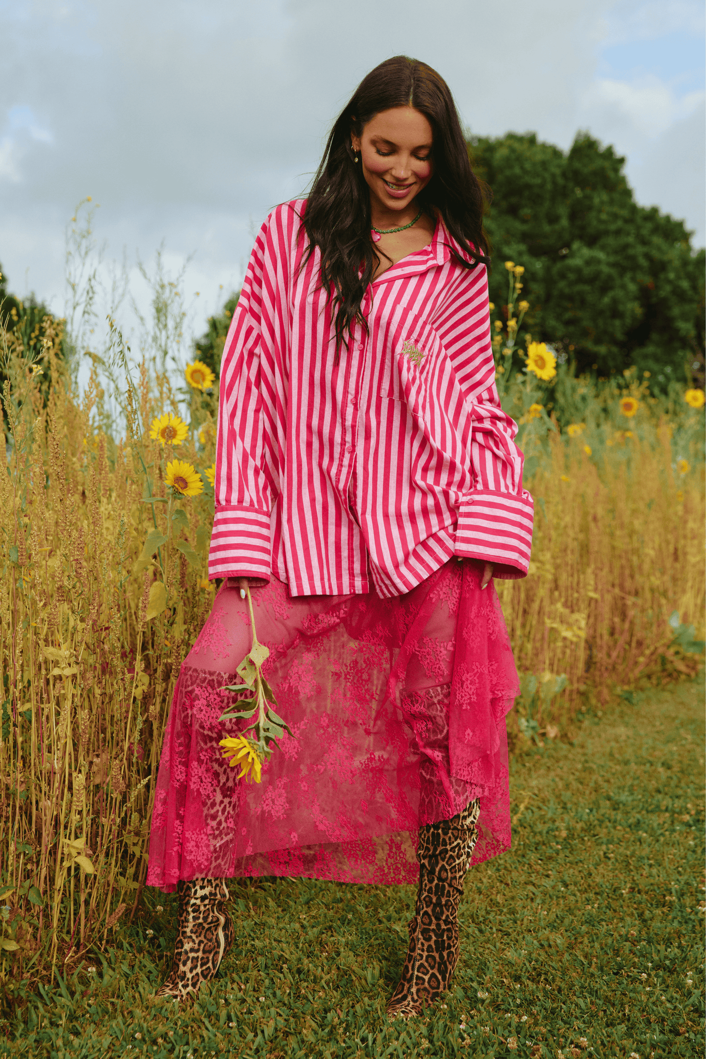 Sabbi - The Lace Maxi Skirt - Pink