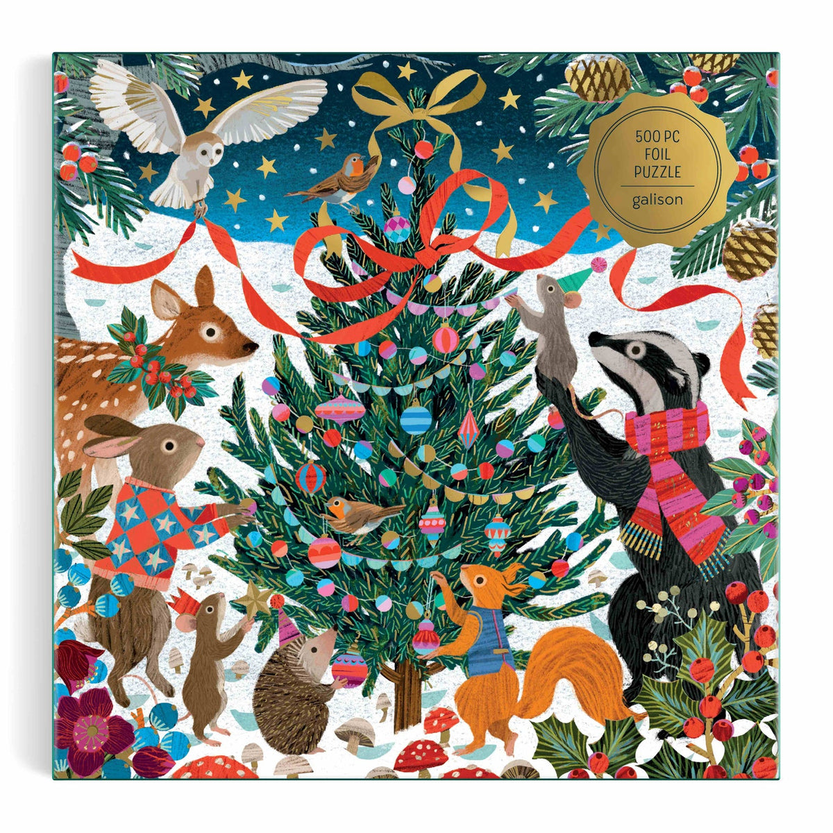 Galison - Woodland Merrymakers Foil Puzzle - 500pc