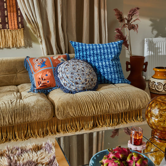 Sage X Clare - Mira Embroided Cushion - Cinnamon