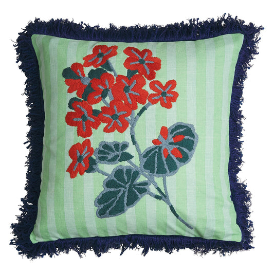 Sage X Clare - Annette Embroidered Cushion - Jade