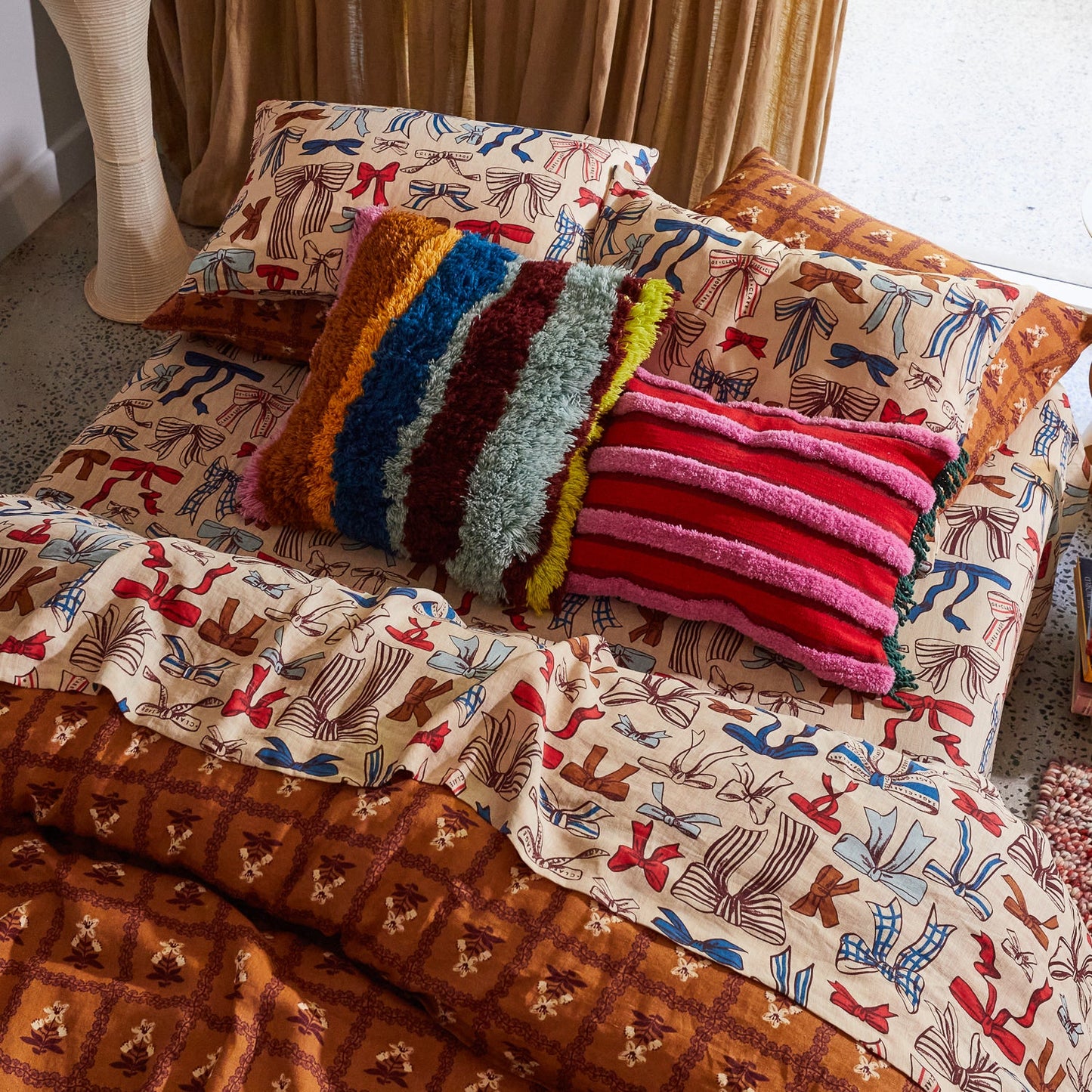Sage X Clare - Dumas Tufted Cushion - Scarlet