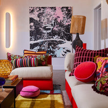 Load image into Gallery viewer, Sage X Clare - Castilo Round Velvet Cushion - Fuchsia
