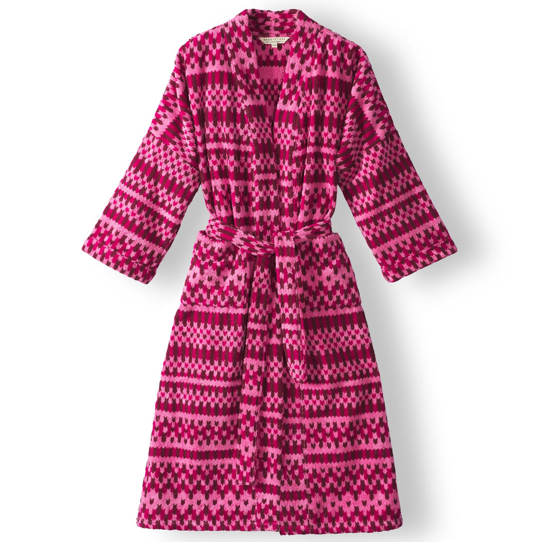 Sage X Clare  - Arlette Towelling Robe - Cosmo Pink - S/M