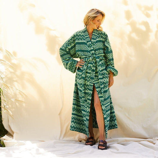 Sage X Clare  - Arlette Towelling Robe - Forest - S/M
