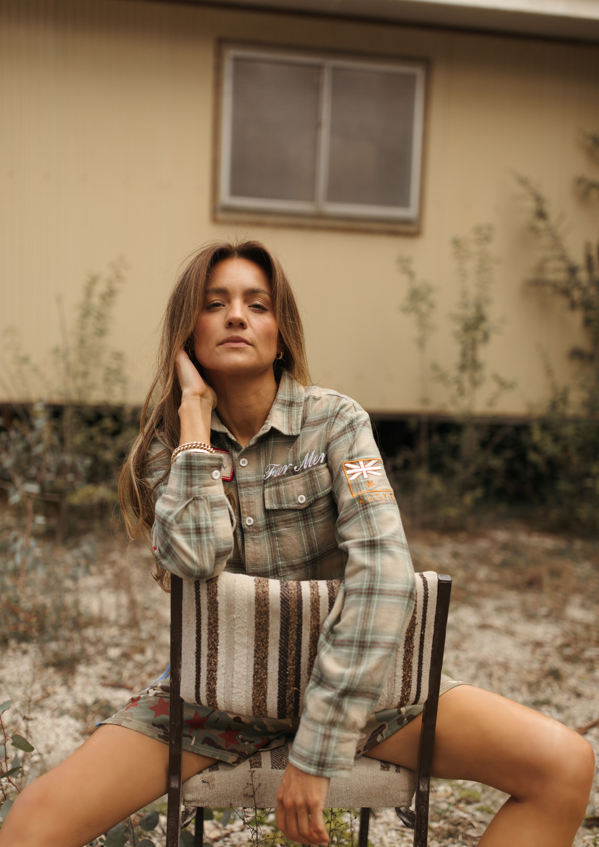 FARMER By Whitney - Military Check Boyfriend Button Up