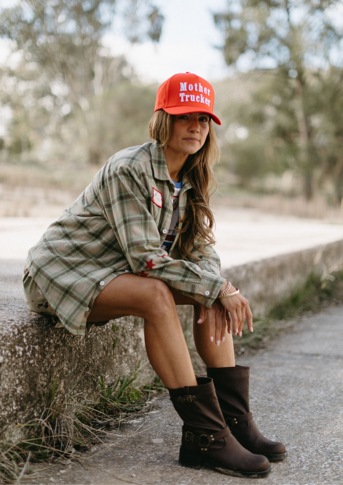 FARMER By Whitney - Military Check Boyfriend Button Up