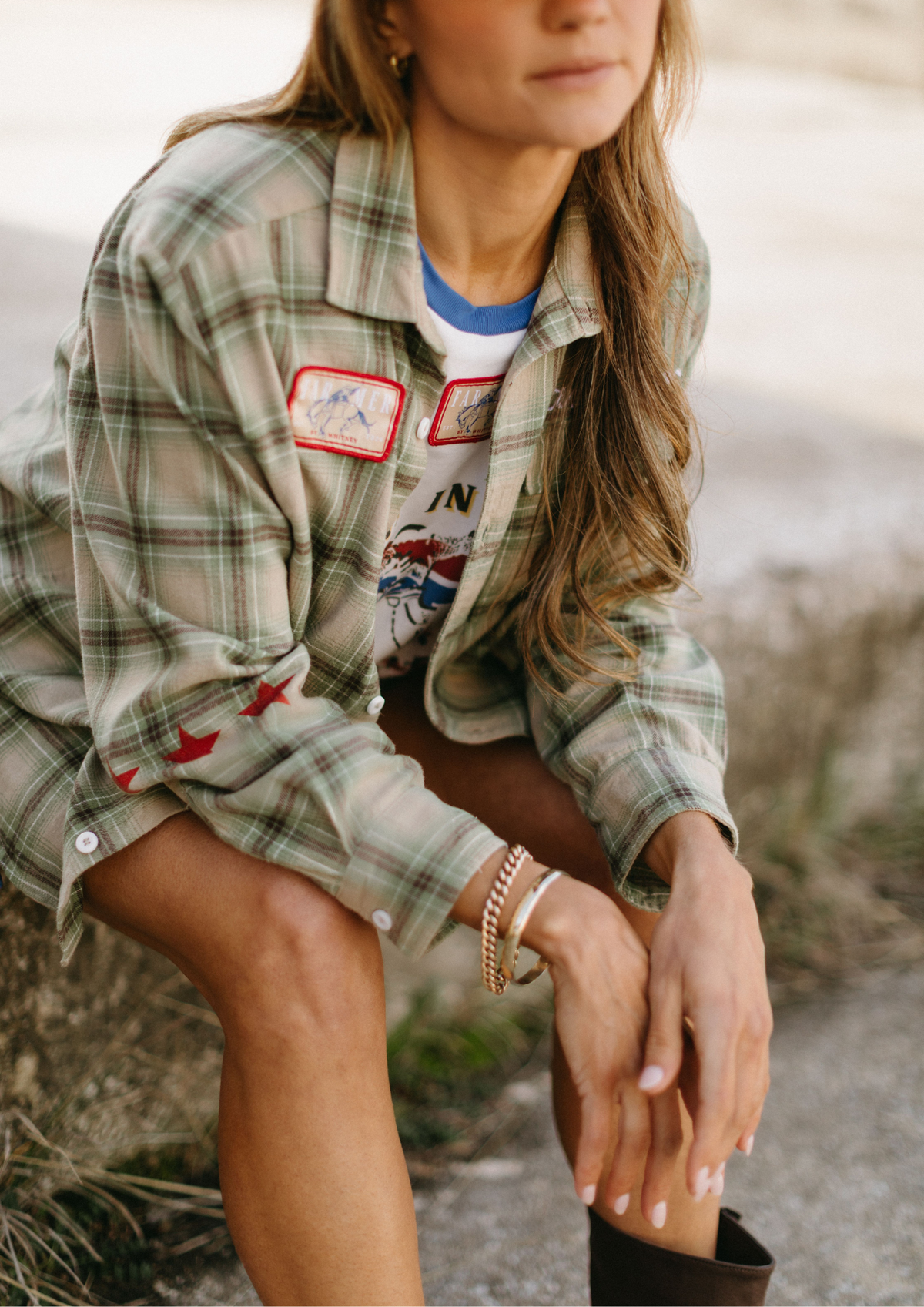 FARMER By Whitney - Military Check Boyfriend Button Up