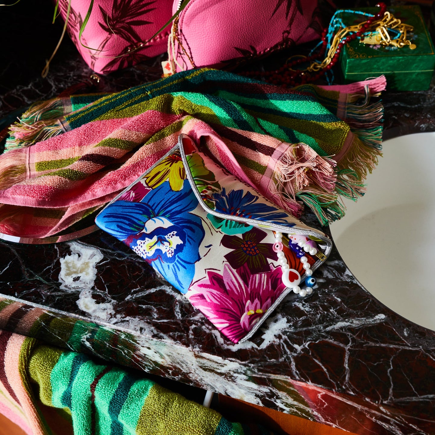 Sage X Clare - Ines Silk Pouch - Porcelain