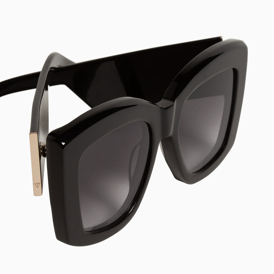 Valley Eyewear - Coltrane - Gloss Black w. Gold Metal Trim / Black Gradient Lens