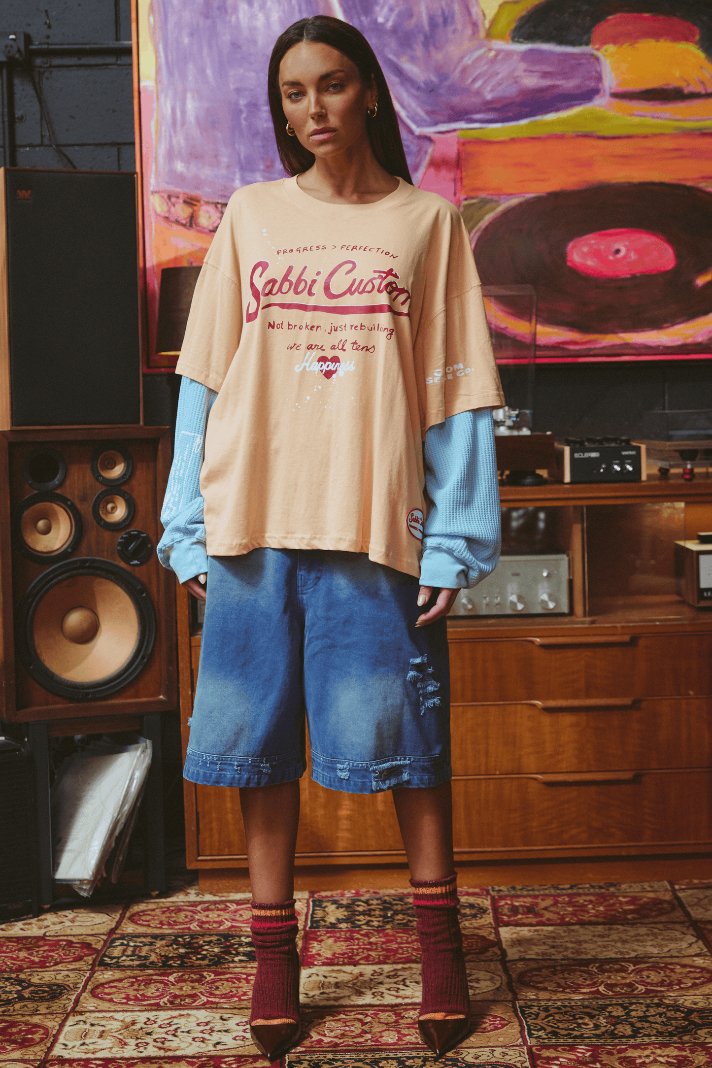 Sabbi - THE LONG SLEEVE SABBI CUSTOM TEE - APRICOT