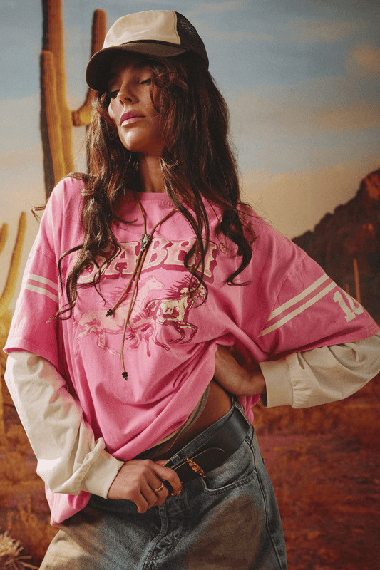 Sabbi - The Neigh Sayer Long Sleeve Tee - Pink