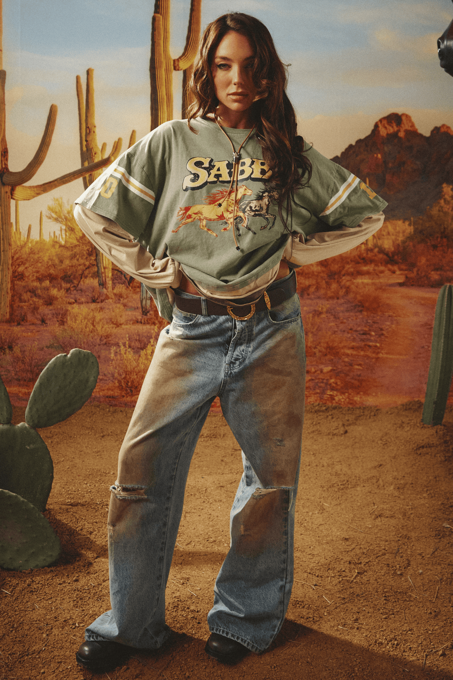 Sabbi - The Neigh Sayer Long Sleeve Tee - Green