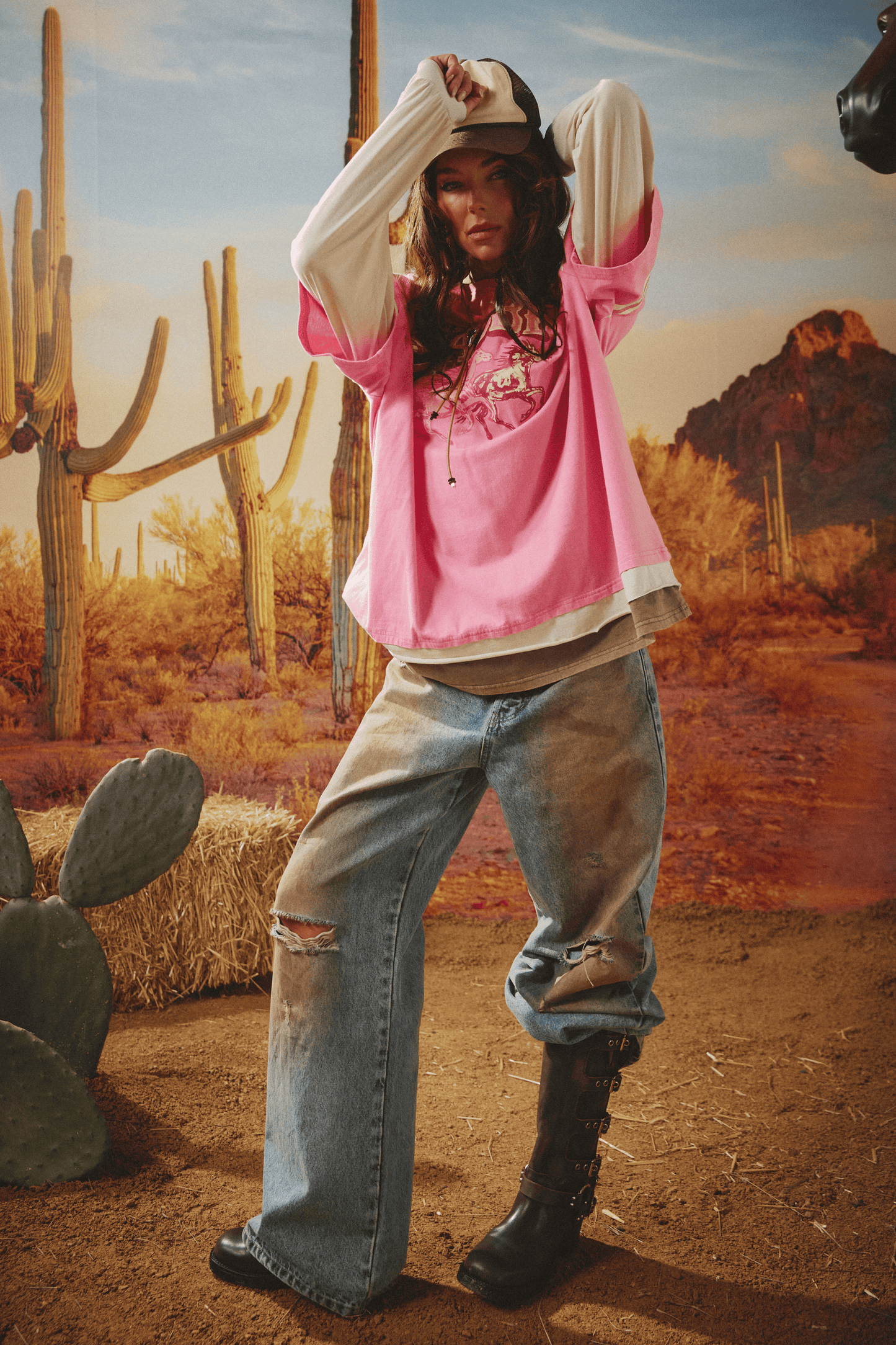 Sabbi - The Neigh Sayer Long Sleeve Tee - Pink