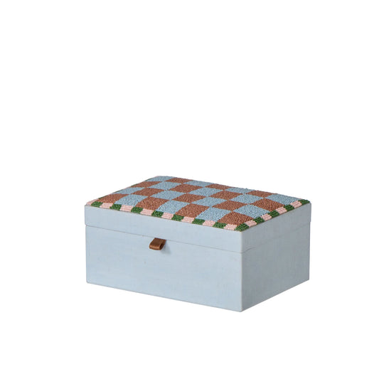 Emporium - Ruby Beaded Check Jewellery Box