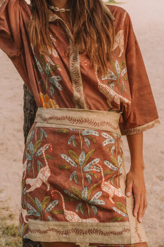 Wandering Folk - Eye of the Jungle Wrap Skirt - Hazel