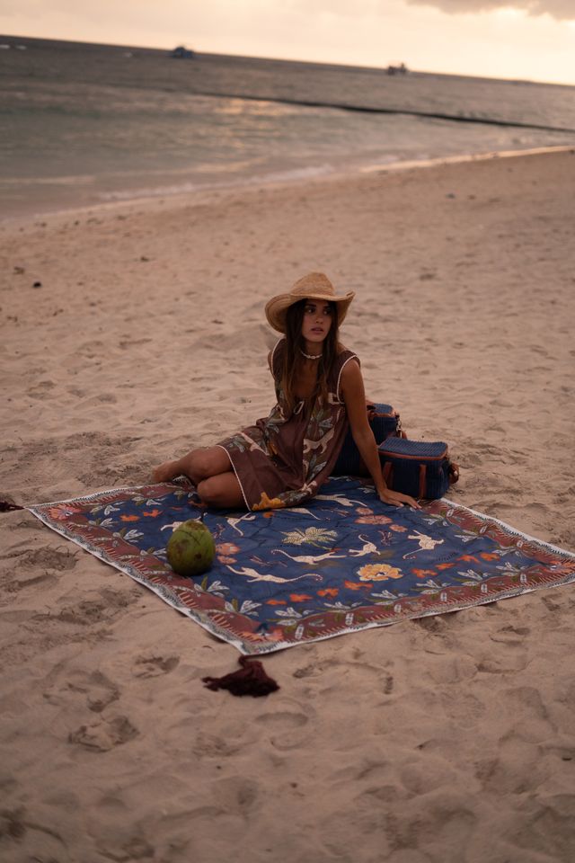 Wandering Folk - Eye of the Jungle Picnic Rug - Lagoon